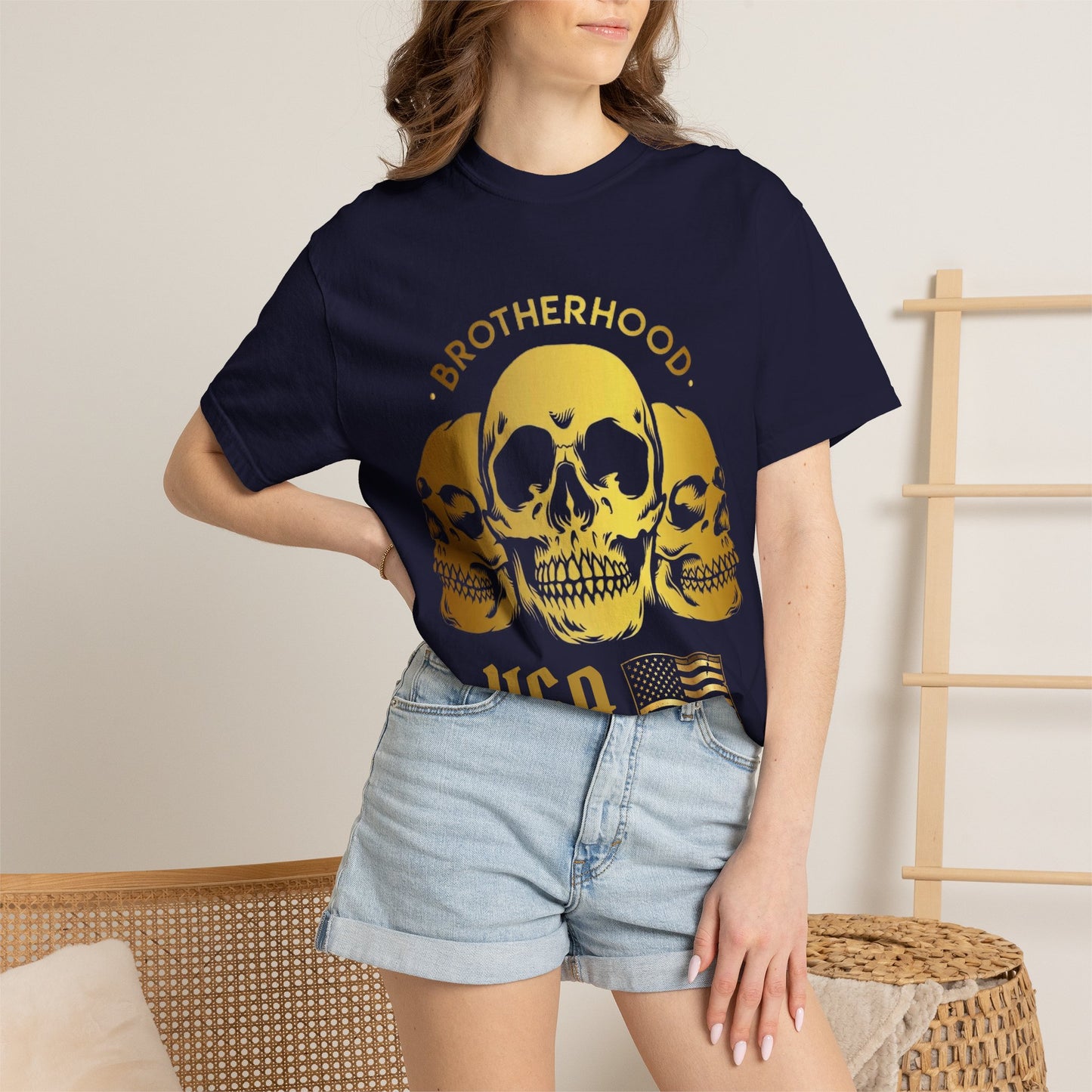 Brotherhood USA Skull T-Shirt — Patriotic Skull Trio Graphic Tee