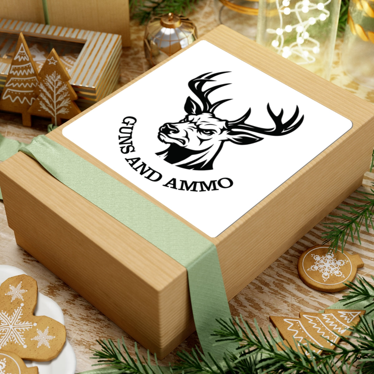 Guns and Ammo Deer Head Sticker — Hunting Rifle Decal