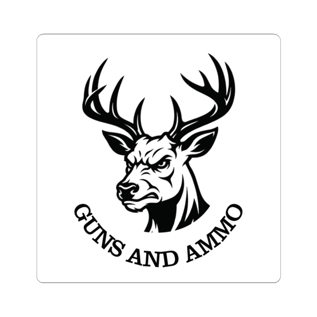 Guns and Ammo Deer Head Sticker — Hunting Rifle Decal