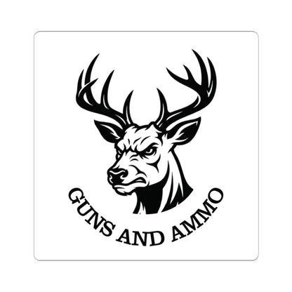 Guns and Ammo Deer Head Sticker — Hunting Rifle Decal