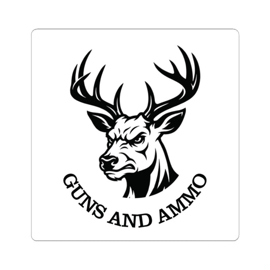 Guns and Ammo Deer Head Sticker — Hunting Rifle Decal
