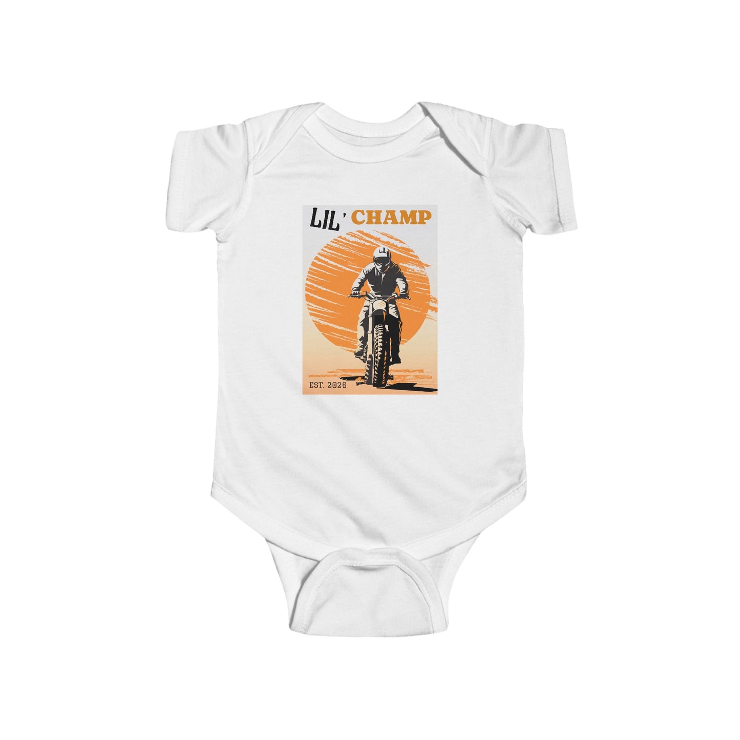 Lil' Champ Baby Bodysuit — Vintage Motorcycle Rider Onesie