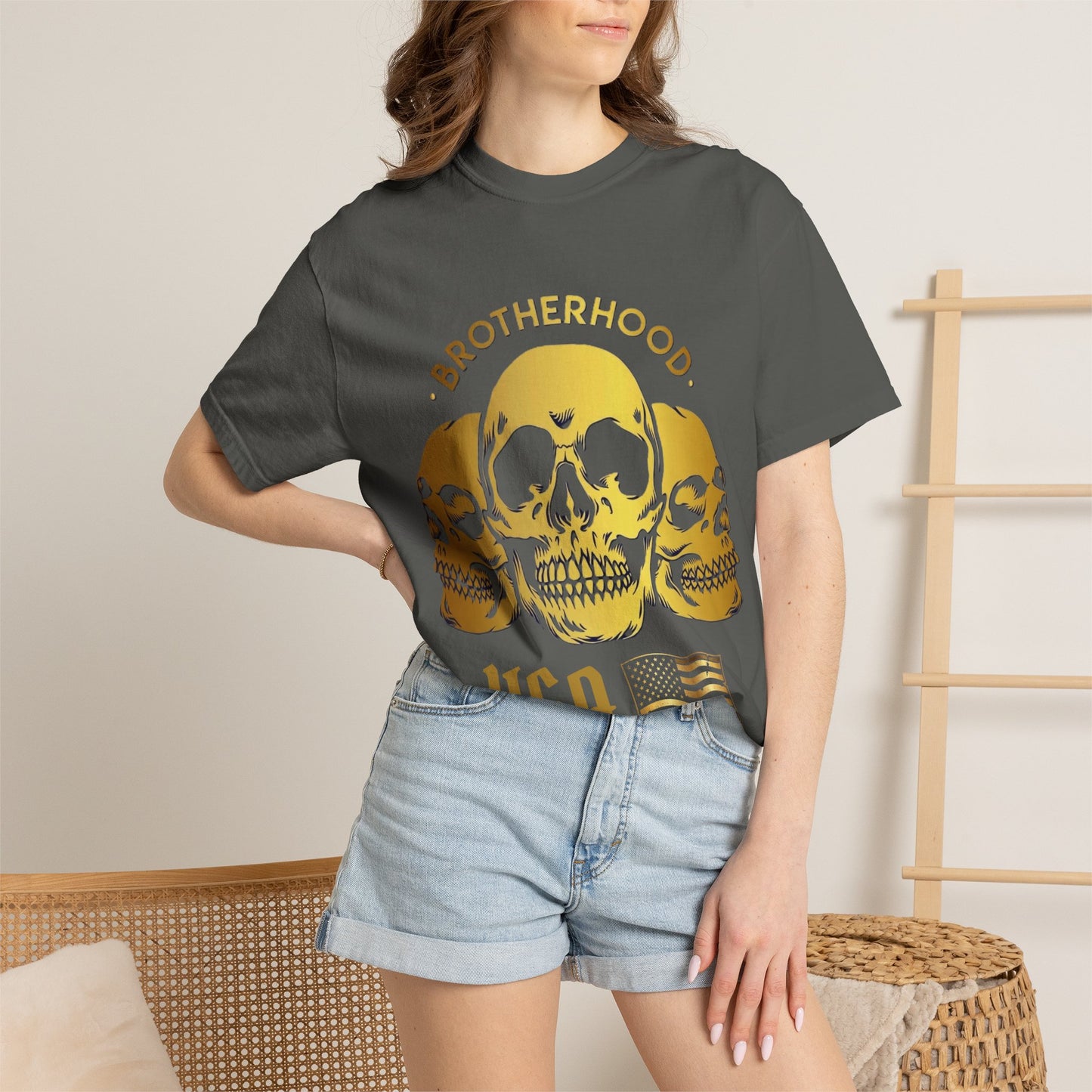 Brotherhood USA Skull T-Shirt — Patriotic Skull Trio Graphic Tee