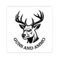 Guns and Ammo Deer Head Sticker — Hunting Rifle Decal