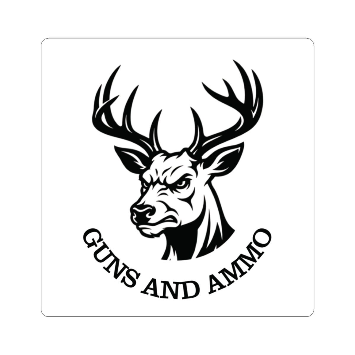Guns and Ammo Deer Head Sticker — Hunting Rifle Decal