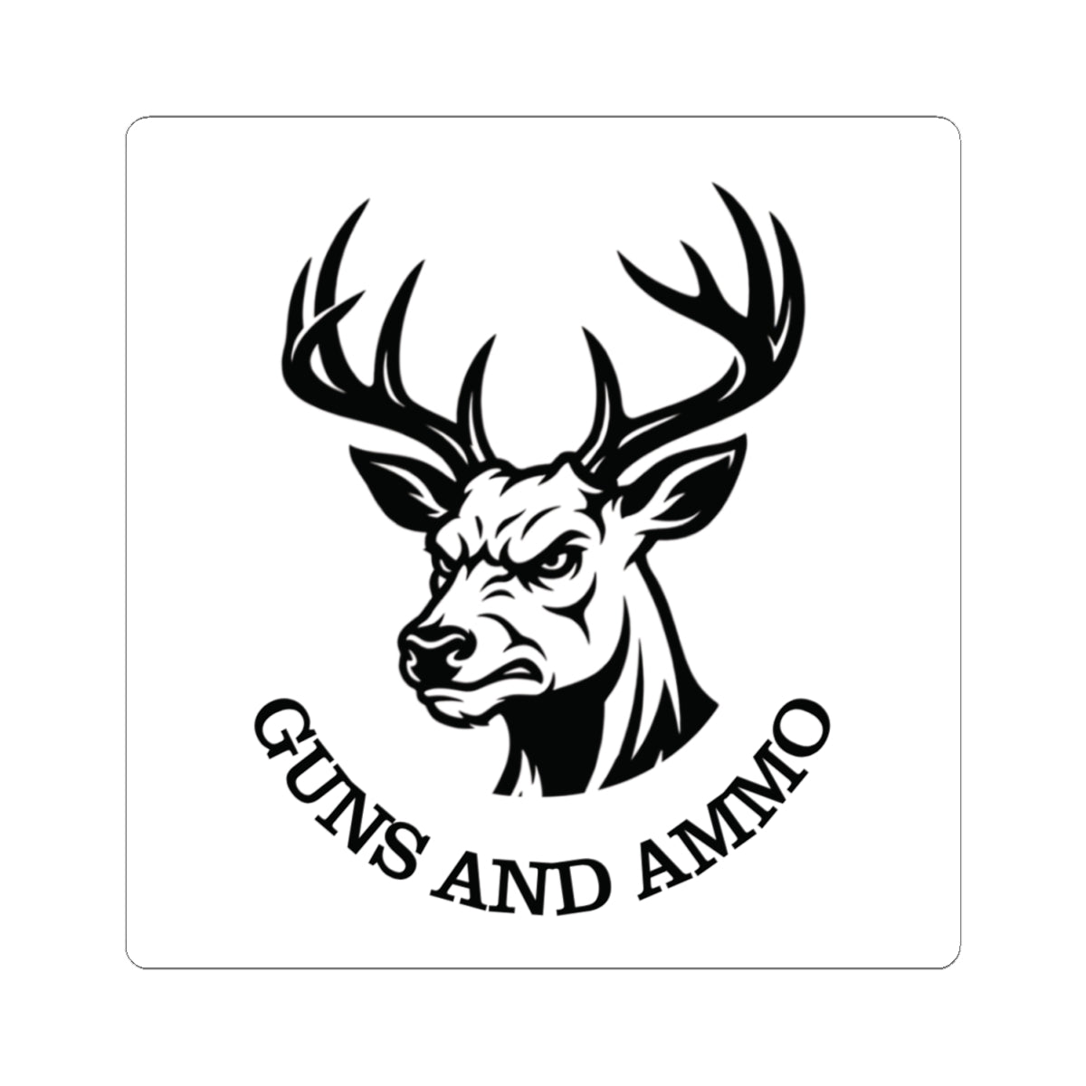 Guns and Ammo Deer Head Sticker — Hunting Rifle Decal