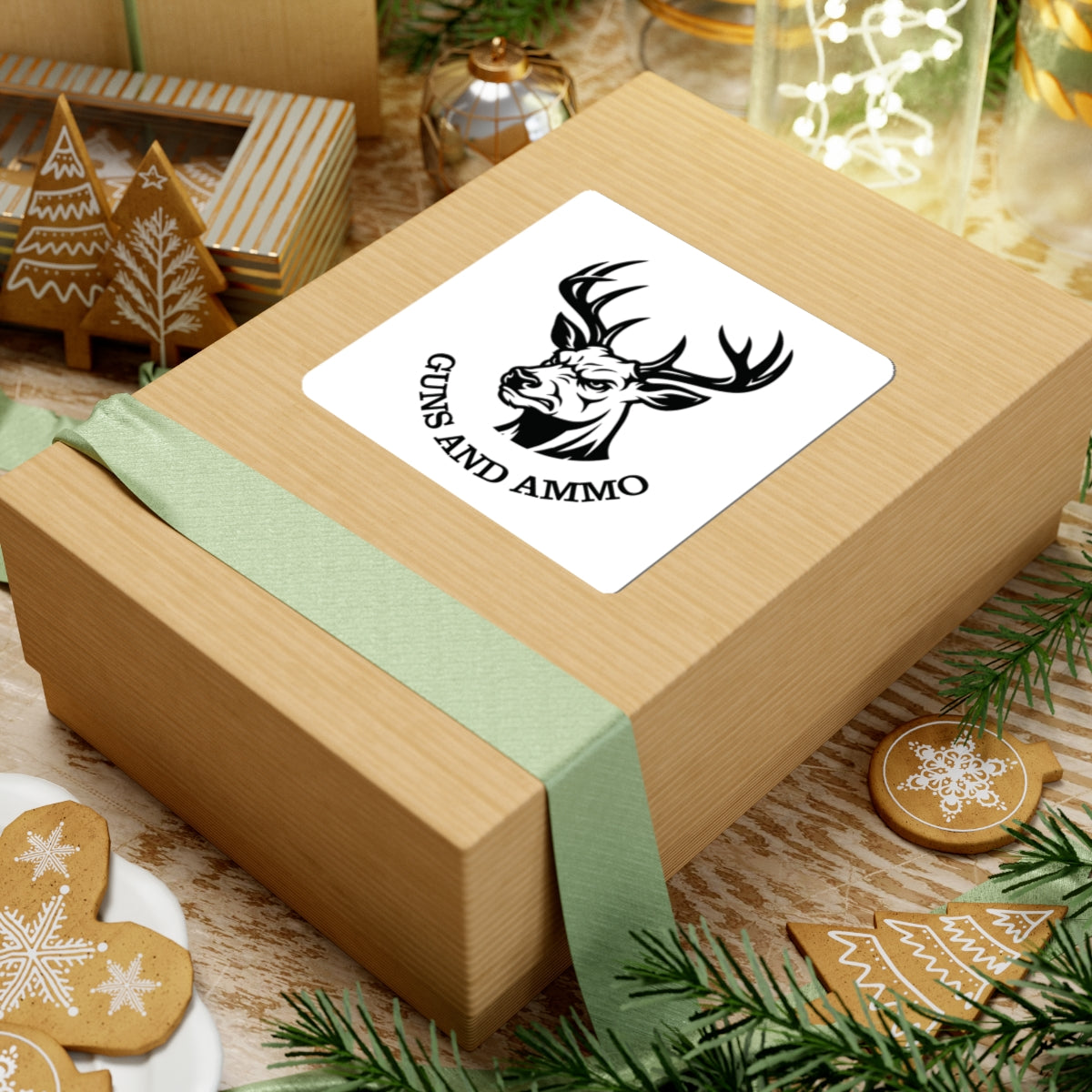 Guns and Ammo Deer Head Sticker — Hunting Rifle Decal