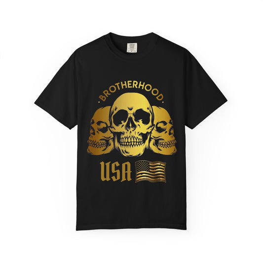 Brotherhood USA Skull T-Shirt — Patriotic Skull Trio Graphic Tee