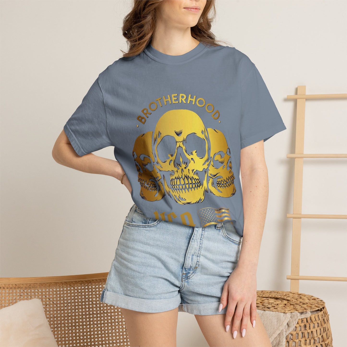 Brotherhood USA Skull T-Shirt — Patriotic Skull Trio Graphic Tee