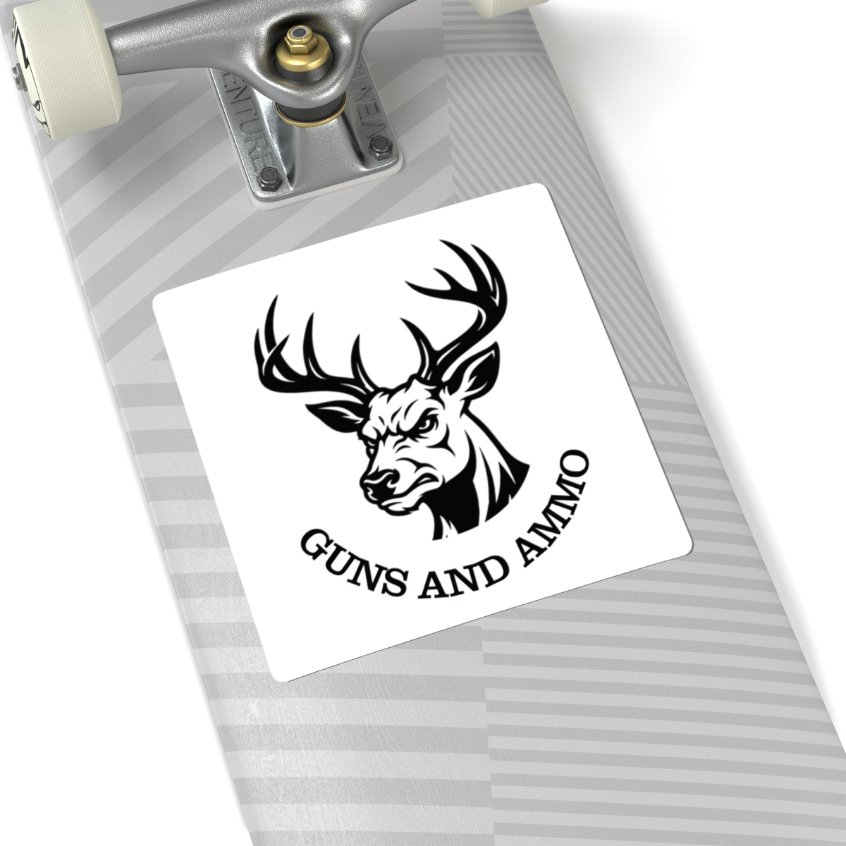 Guns and Ammo Deer Head Sticker — Hunting Rifle Decal